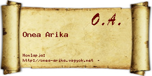 Onea Arika névjegykártya